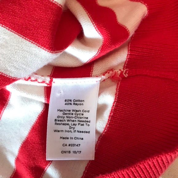 Talbots Striped Cardigan Sweater w/ruffle yoke, Nautical Anchor theme buttons - Picture 8 of 8